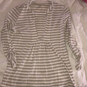 Tan and white Loft top